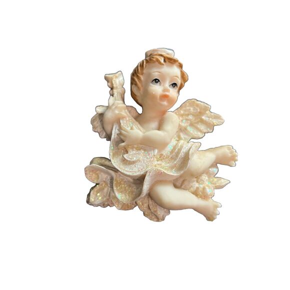 2 Vintage Refrigerator Magnets Baby Angels Cherubs Sparkle Resin - Picture 2 of 8